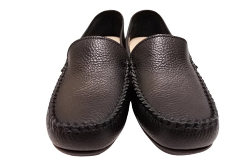 【PRETA flex P1101 ブラック】本革レザープレーンモカシンシューズ